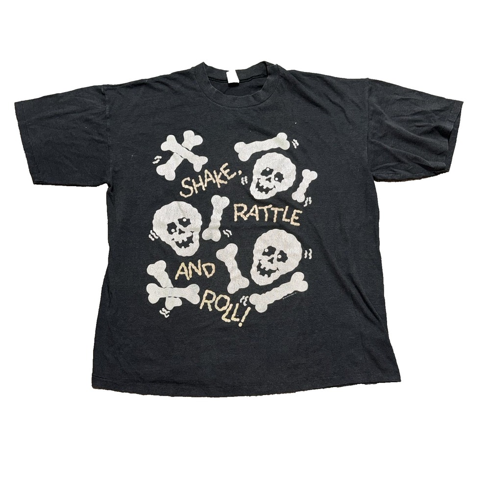 Vintage Shake Rattle & Roll Hallmark Screen Stars Skeletons Shirt Men's Size XL